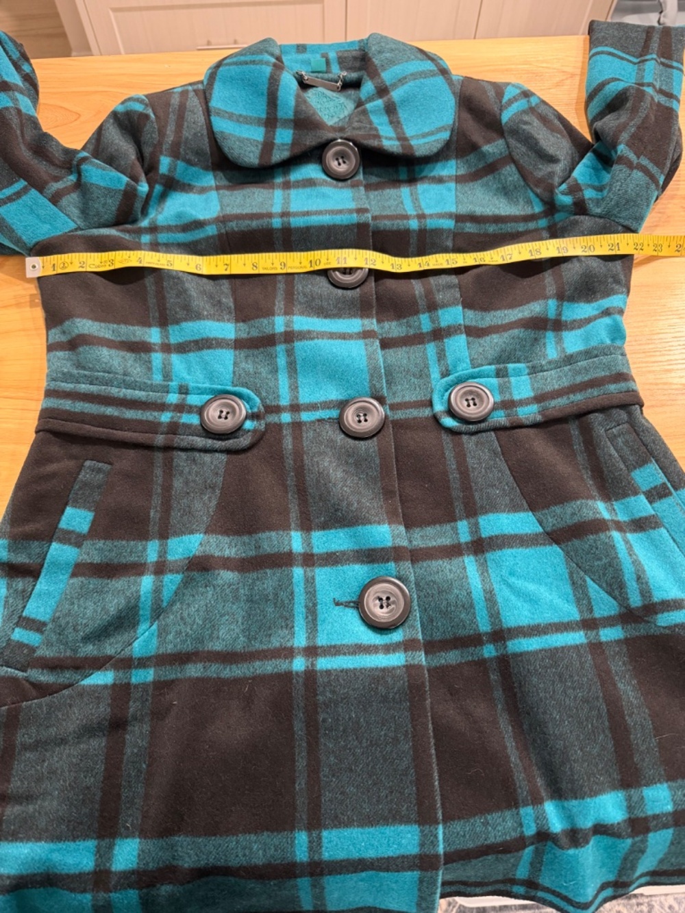 JOU JOU Plaid Wool Blend Lined Coat Jacket with Front Pockets Size XL - Picture 9 of 11